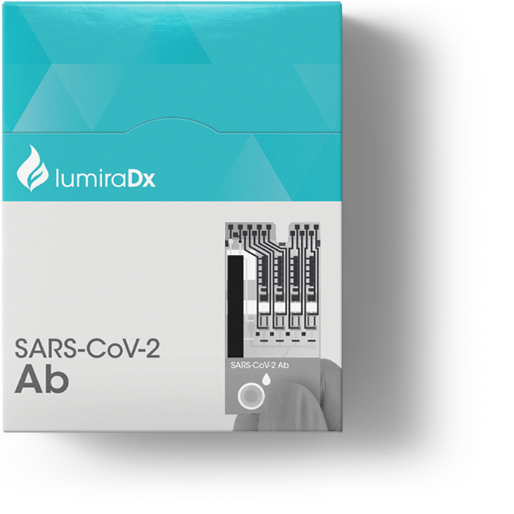 The LumiraDx SARS-CoV-2 Ab Test is a microfluidic immunofluorescence assay for qualitative detection of total antibodies to SARS-CoV-2 in human whole blood.